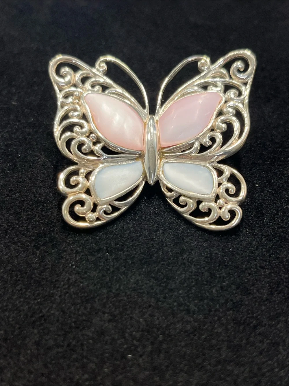 Vintage Sterling Silver Mother of Pearl Inlay Pendant